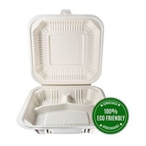 34 oz Three Compartment Round Plastic Disposable Food Containers