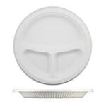 CORNSTARCH PLATES 25.0cm(10") - 3 COMPARTMENT