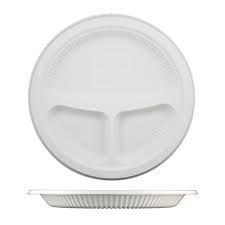 CORNSTARCH PLATES 25.0cm(10") - 3 COMPARTMENT