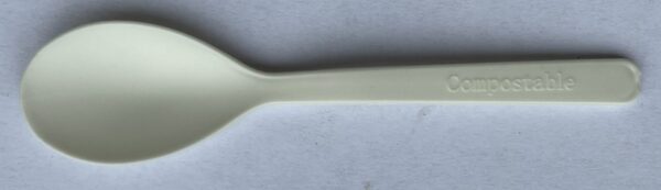 4" CPLA Spoon, white, with OPP bag
