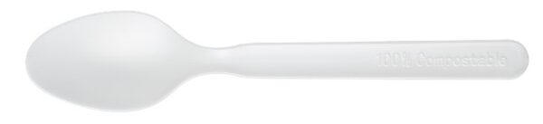 7" CPLA Spoon, white, with OPP bag