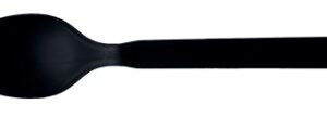7" CPLA Spoon, black, with OPP bag